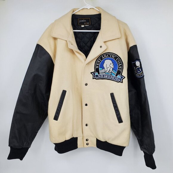 Vintage Porsha Winer West Arctic Coast Varsity Coat Jacket Large Polar Bear 90s - Picture 3 of 16